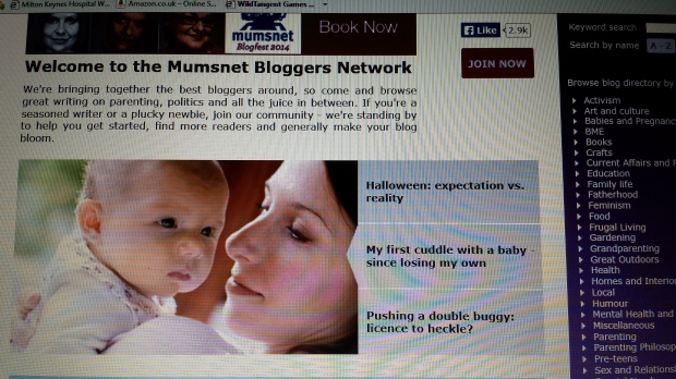 One of my Mumsnet front pages.